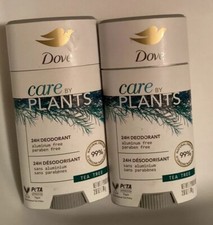 2 Pack Dove Care By Plants 24h Deodorant Aluminum And Paraben Free Tea Tree 2.6