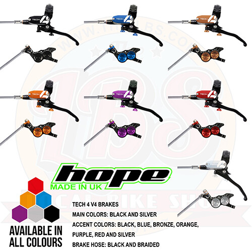 Hope Tech 4 V4 Downhill AM MTB Brakes - Black / Braided Hose - All