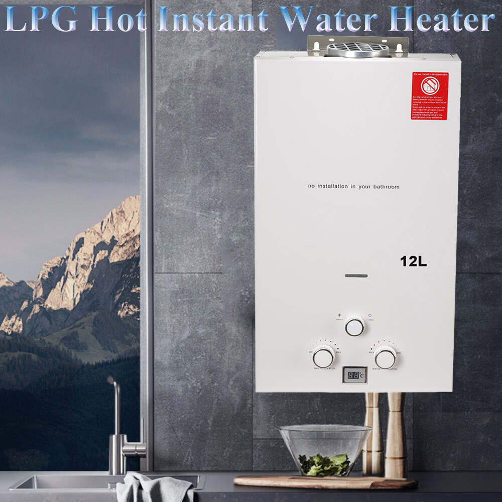 Calentador de agua de gas 12L GLP sin tanque RV camping calentador de agua instantáneo de gas propano DE