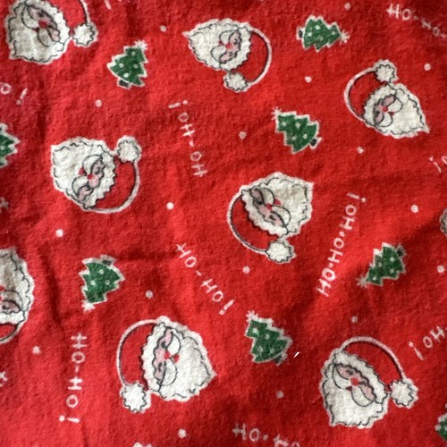 Santa Ho Ho Ho Fabric Soft Cotton Flannel 41" x 110” Vintage - Picture 3 of 10