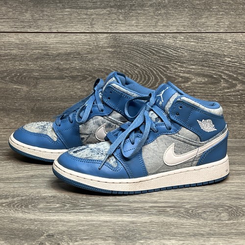 AIR JORDAN 1 MID RETRO "GS" #DM8951-400 SIZE 5Y WASHED DENIM - 第 1/9 張圖片