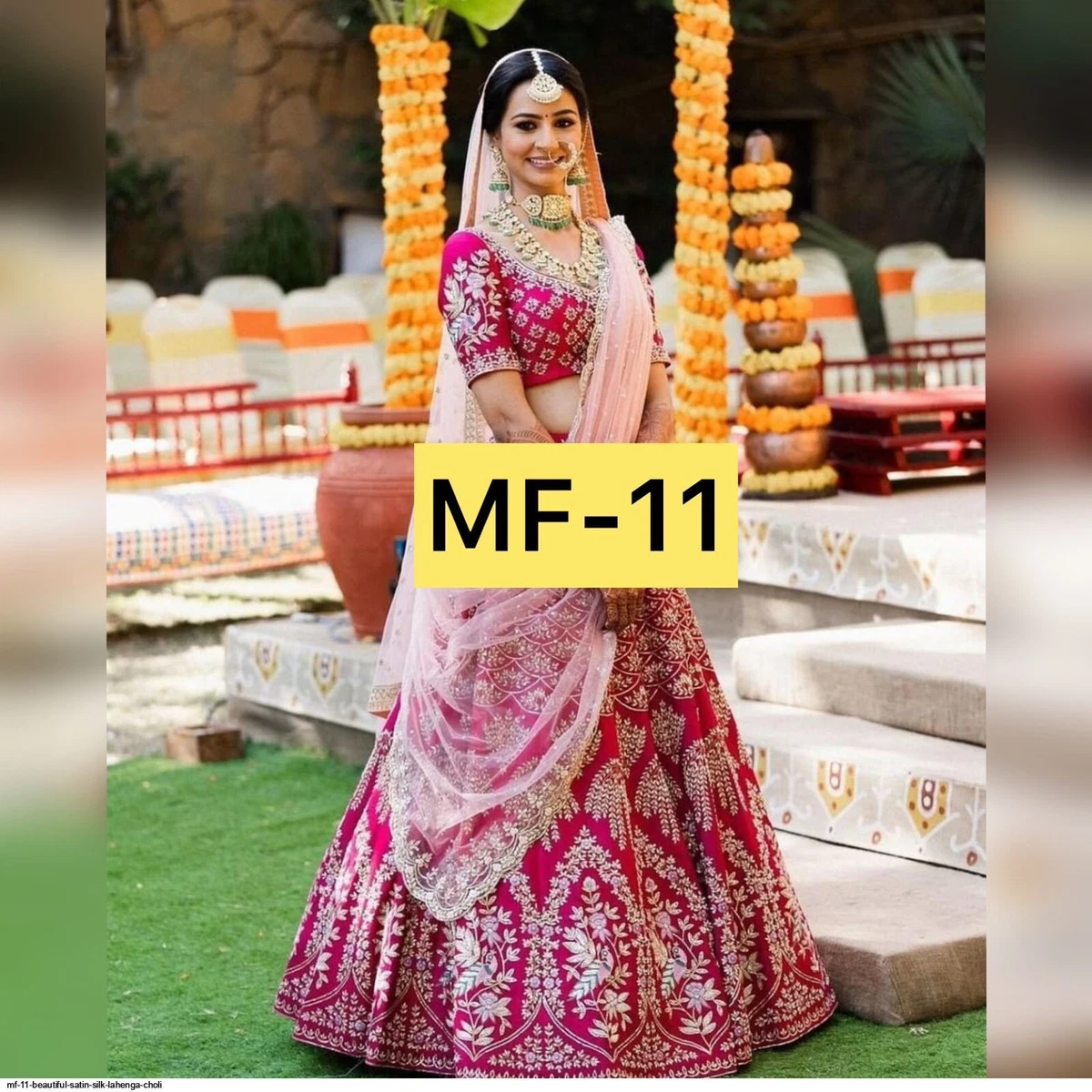 Photo of Hot pink bridal lehenga with gold sequin work