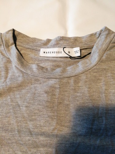 Warehouse Ladies Smart Tee Grey Size 10 With Tags - Picture 2 of 5