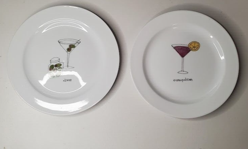 Signature Ursula Dodge Porcelain 6.5" Set Of 2 Martini Appetizer Plates