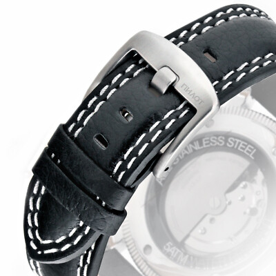 PILOT Uhrarmband Fliegeruhr schwarz Leder Uhr Armband B-Uhr JET Watch Uhrband