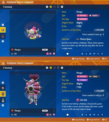Hoopa Confined & Unbound 6IV XXXL EV Trainiertes Set Pokémon Scharlachrot/Violett