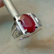 Elegant Red Ruby In Oval Cut Handmade Band Christmas Ruby Gift Ring Silver 925