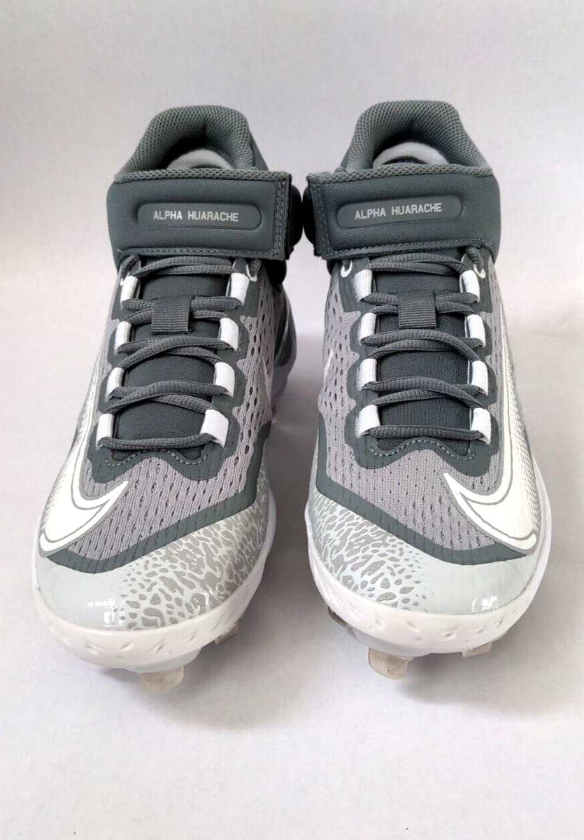 Nike Alpha Huarache Elite 4 Mid Baseball Cleats Wolf Grey  display picture 2