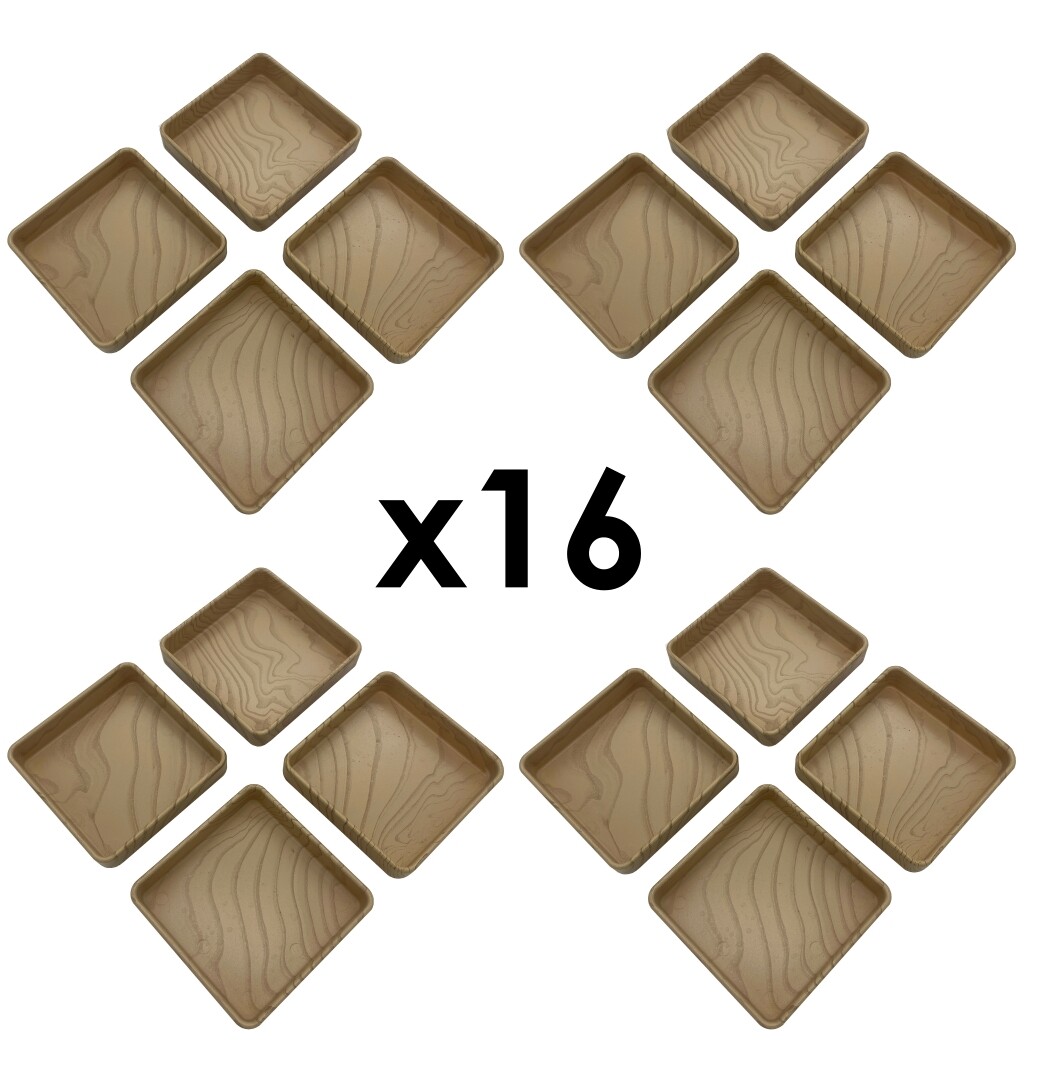 Square Furniture Cups Castors Floor Protectors Felt Premium Wood Caster