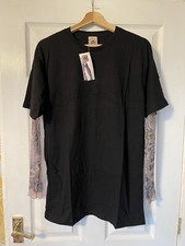 Men’s Black T-shirt Fake Tattoo Sleeves Size M *NEW*