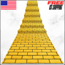 Yellow Brick Road Floor Runner Wizard Party Decor Stone Wall Backdrop 4.5x20Ft