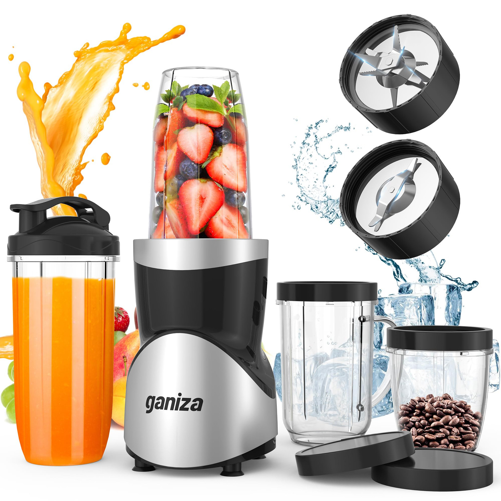 Powerful 15-Piece Personal Smoothie Blender for Shakes & Drinks