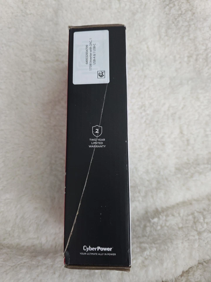 Cyber Power 175W POWER INVERTER 12V DC to 120V x2 AC OUTLETS 15W USB-C 2.4A (L) - Image 3 of 4