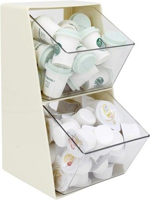Coffee Pod Holder W/ 2 Large Capacity Basket K Cup Storage Container Coffee Bar