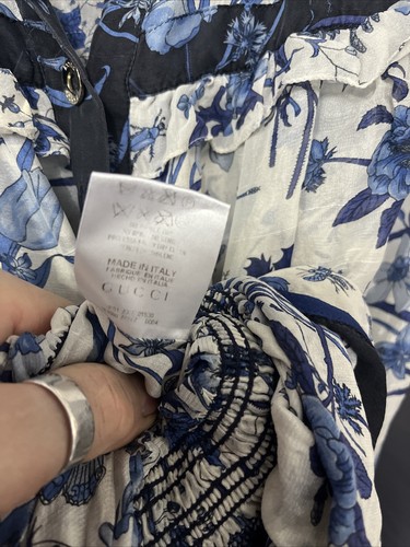 Gucci Silk Dress Size 40 Vintage Rare Blue Floral - Picture 5 of 7