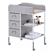5-Position Height-Adjustable Changing Table with 3 Organizing Drawers Gray
