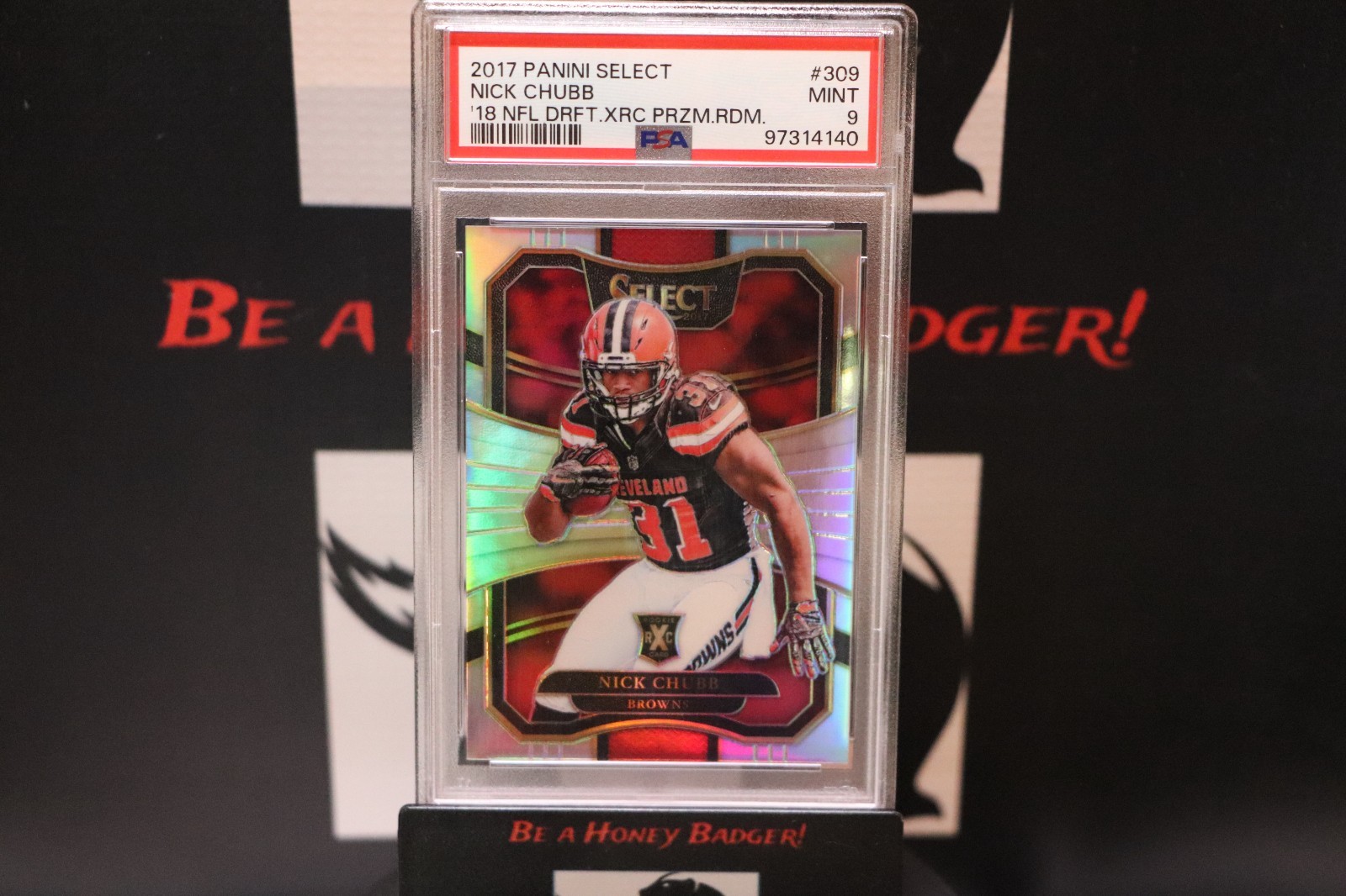 Nick Chubb 2017 Select XRC Prizm Redemption #309 PSA 9 2018 Cleveland RC