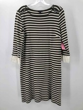 Pre-Owned Talbots Green Size Medium Stripe Short Long Sleeve Dress