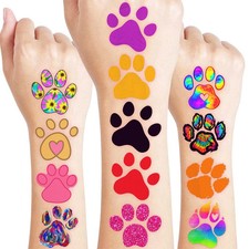 60 PCS Dog Cat Paw Print Pre-Cut 6.3" X 4.7" 5 Sheets Of 60 Tattoos , Normal