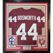Framed Facsimile Autographed Brian Bosworth 35x39 Oklahoma Red Reprint Jersey