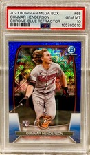 JERSEY # MATCH! 2023 Bowman Chrome Gunnar Henderson Blue Rookie 2/150! PSA 10 RC
