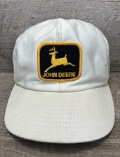 Vintage John Deere Louisville Mfg Co White One Size Adult Snapback Trucker Hat