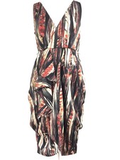 H&M Dress 8-10 38 Multicolour Black Red Ruffle Volume Skirt Date Work Career