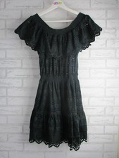 Love Shack Fancy womens off shoulder dress black laser cut outs S, 10