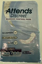 Attends Discreet Bladder Control Pads Ultimate Absorbency 4 Lot of 2 Sealed Pack