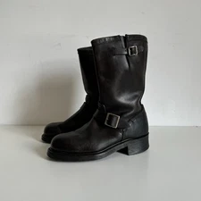 80s Sears vintage engineer leather biker motorcycle biker steel toe boots 8.5 E