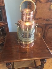 A QUALITY ANTIQUE SHIPS LAMP, “ ANCHOR “ COPPER & BRASS EARLY 1900’s.