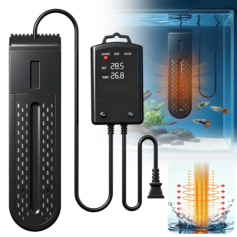500-1200W Aquarium Heater Rod Fish Tank Submersible With Visible LED Display