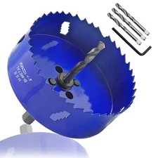4 Inch Hole Saw with Heavy Duty Arbor, 1.2 Inch Cutting Depth HSS Bi-Metal Hole