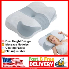 Cervical Memory Foam Neck Pillow for Pain Relief – Dual Height Orthopedic Suppor
