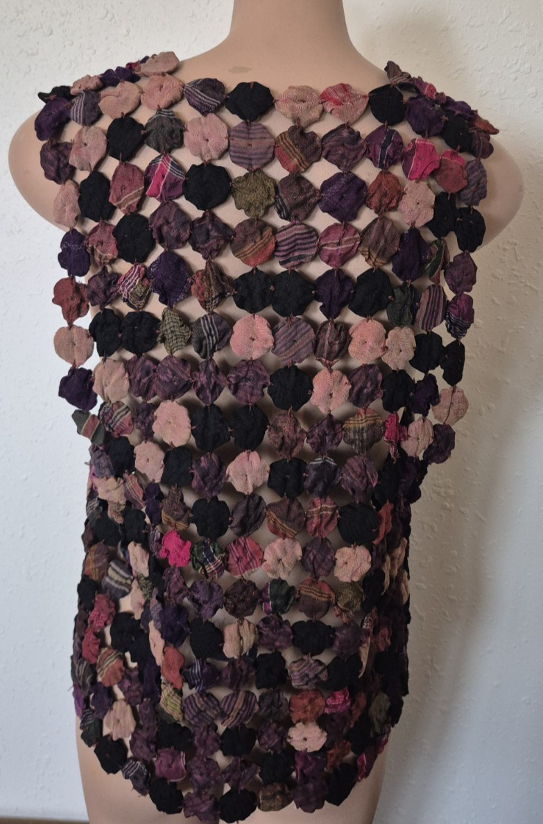 Handmade Yo Yo Patchwork Vest Multicolor Fall Win… - image 4