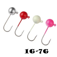 20pcs Painted Round Jig Heads Fishing Hook Crappie Bass Lures Bait 1g-7g