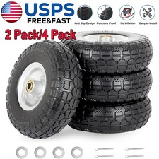 4.10/3.50-4 Tire and Dolly Wheel Flat Free Solid Rubber Hand Truck Wheels 10 In