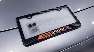 Corvette E Ray License Plate Frame Premium Real Carbon Fiber - Orange v2 style