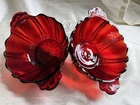 Vintage Anchor Hocking Ruby Red Oyster And Pearl Bowl With Scallop Edge &Handles