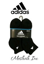 Adidas Mens Cushioned Socks Aerodready - Shoe Size 6-12 - 6 Pair Black Ankle NEW