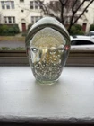 Large Murano? Art Glass Jellyfish Paperweight Gold Bubbles 6.25” Aquarium Look
