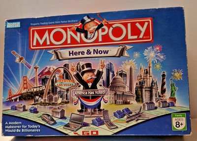 Monopoly Here & Now Edition America Has Voted Board Game COMPLETE Family Fun