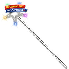Light up Fairy Wand Silver Star Wand, 13 Inches LED Magic Sticks Role Play