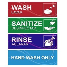 4 Pack Wash Rinse Sanitize Sink Labels, Waterproof Sticker Signs Perfect for 3