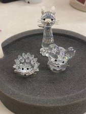 Statuette in cristallo Swarovski raffiguranti gatto, topo e riccio