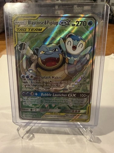 Blastoise & Piplup GX (Alternate Full Art) 215/236 Sm-Cosmic Eclipse Holo
