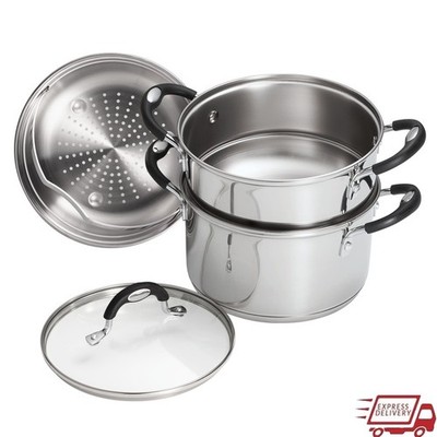Stainless Steel 4-Piece Double Boiler Set W/ Steamer Insert Induction Ready New