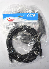 Lot of 2 Quest Cat6 Cable Snagless Molded Boot EIA568B Black 15' Plug Unshielded