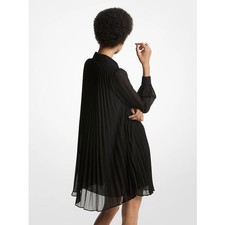 Michael Kors Georgette Pleated Mini Shirt Dress Black Size 6