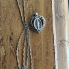 Vintage Sterling Marcasite Virgin Mary Heart Necklace — photo 4